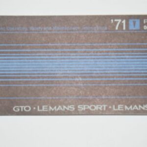 Instruktionsbog 1971 Pontiac