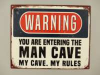 Skilt Warning man cave (25x20 cm)