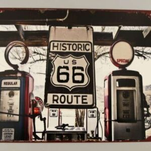 Skilt. Route 66 tankstation (33x25 cm.)