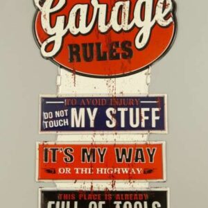 Skilt. Garage Rules (30x60 cm.)